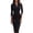 Black, variant on Women's Fall Long Sleeve Bodycon Work Dress Lapel Button Up Formal Dress Midi Business Office Sheath Pencil Dress White