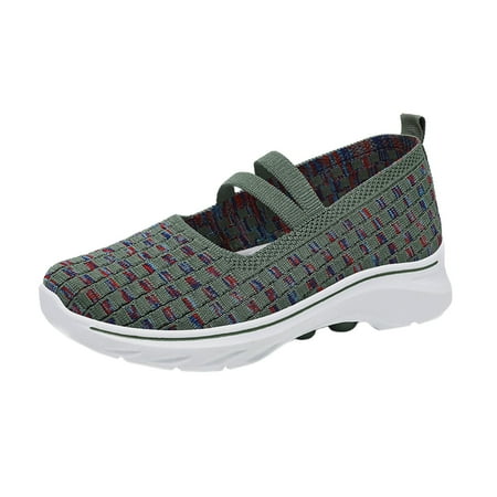 QYZEU Travel Shoes for Women Sandals Women Wedge Women s Spring and Summer Fashion Mesh Breathable Casual Shoes Slip On Solid Color Women s Dress Sandal Green 39