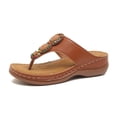 thumbnail image 6 of Women’s Casual Summer Slide Sandals Beaded Toe Ring Wedge Heel Slip-On Comfortable Cushioned Footbed Beach Outdoor Daily Wear Brown, 6 of 9
