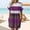 Purple1, variant on Women's Contrast-Colored Striped Casual Loose Short-Sleeve Dress – Round Neck Above-Knee A-Line Dress with Pockets S-5XL