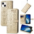 thumbnail image 1 of Funda Cartera FOXDOCK para iPhone 15 Plus , Flip PU con Relieve de Gatos y Perros, Tarjetero y Soporte, 1 of 6