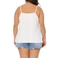 thumbnail image 3 of FAB CURVES Women's Plus Size Cami Eyelet Hollow Jersey V Neck Sleeveless Spaghetti Straps Summer Casual Camisole Tops 4X White, 3 of 6