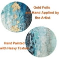 thumbnail image 2 of Teal Abstract Painting Wall Art Cream and Teal Mixed Media Canvas Contemporary Artwork for Bedroom Small Living Room Bathroom Decorations Blue And Gold Wall Decor Set (12'' x 16'' x 1 Panel), 2 of 6
