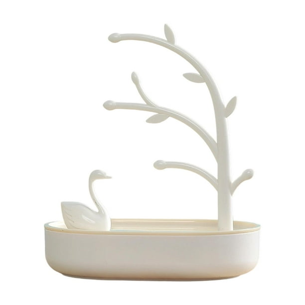Joyero de de los Cisnes para mujer, bonito estante de almacenamiento decorativo, estuche para pendientes, soporte para relojes pequeños, anillos, Beige Amarillo
