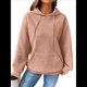 thumbnail image 1 of Sudadera con Capucha para Mujer, Informal, de Larga, con Cordón Ajustable, Estilo Waffle, Holgada, con Bolsillo Rosa XL, 1 of 10