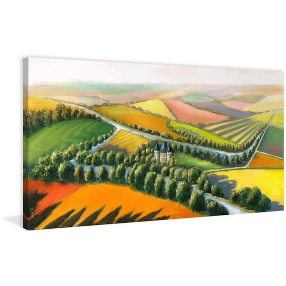 MARMONT HILL 'Chateau by 2 Rivers' Painting Print on Wrapped Canvas - Green Small