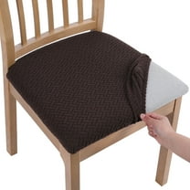Smiry Dining Chair Seat Covers Stretch Jacquard Chair Slipcover with Ties (Set of 2, Coffee)