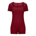 thumbnail image 5 of Jumpsuits for Women Casual Bodycon Women's Summer Yoga Short Sleeve Neck Short Jumpsuit Motion Rompers Outfit, 5 of 5
