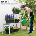 thumbnail image 3 of Black Window Box Planter Set - 5 Stackable Outdoor Flower Pots - 23" Rectangular Planters for Patio, Garden, Balcony & Windowsill - Durable PP Material, 3 of 7