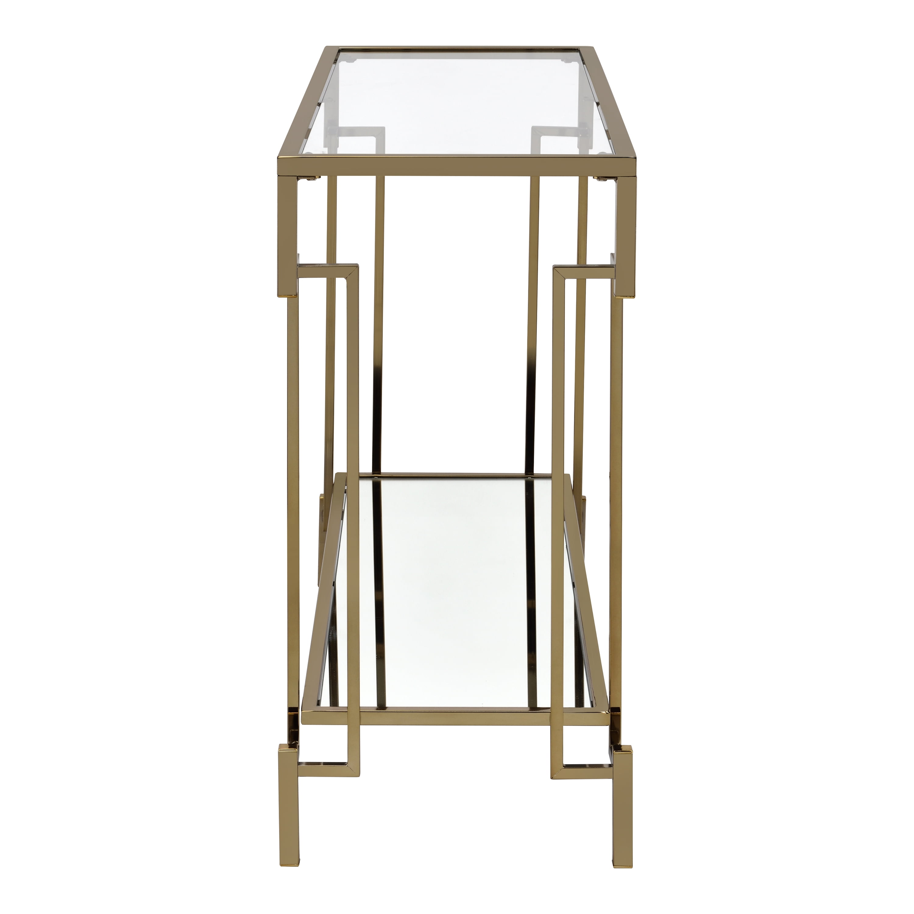 Furniture of America Triste 1-Shelf Glass Top and Metal Champagne Sofa Table