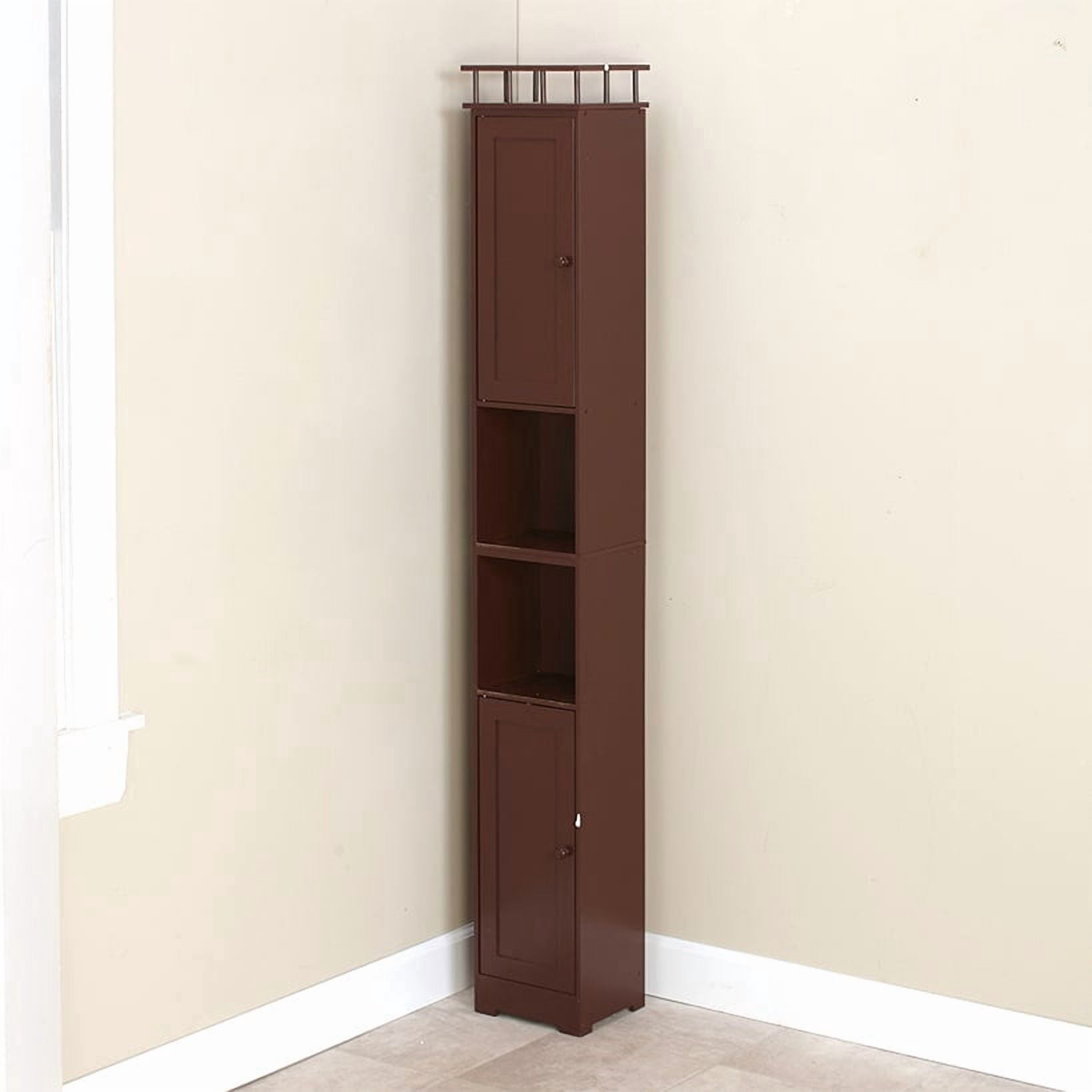 Slim Bathroom Freestanding Storage Cabinet with Shelves and Cupboards