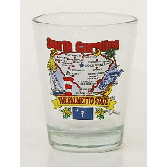 South Carolina State Elements Map Shot Glass