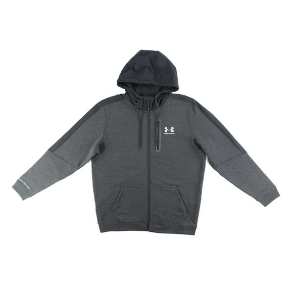 Under Armour Threadborne Fleece Full-Zip Mens Active Hoodies Size L, Color: Charcoal Grey/Grey