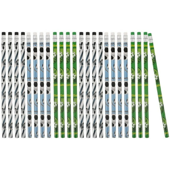 Hzzsbu Soccer Themed Wooden Pencils, 24-pack for Party Favors, Rewards, and Office Supplies