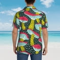 thumbnail image 6 of Balery Green Mushroom Print Men's Hawaiian Shirts Short Sleeve Beach Shirt Relaxed Fit Vacation Button Down Shirts-Large, 6 of 9