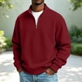 thumbnail image 2 of Annhoo Men Quarter Zip Sweatshirt Stand Collar Long Sleeve Comfy Loose Pullover Casual Vacation Going Out Tops, 2 of 9