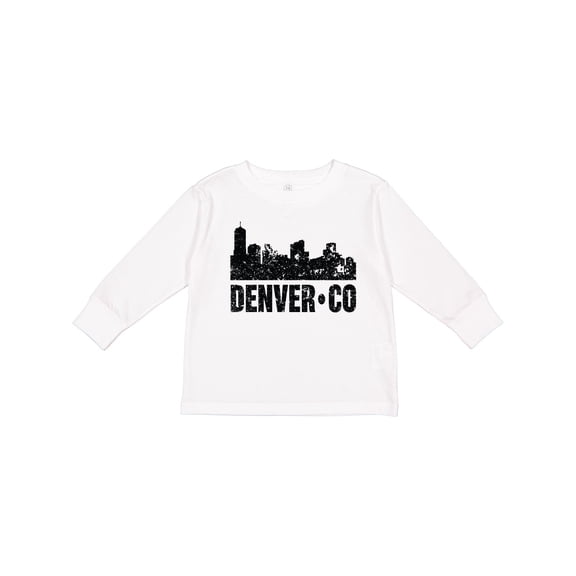 Inktastic Denver Colorado Skyline Grunge Boys or Girls Long Sleeve Toddler T-Shirt