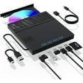 thumbnail image 1 of External CD/DVD Drive for Laptop – 7-in-1USB Portable CD/DVD Player Burner, High-Speed External Disk Drive with SD/TF Card Reader, 4 USB 3.0 Ports, Compatible with Windows 11/10, Linux, Mac (7 IN 1), 1 of 7