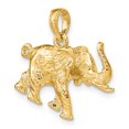 thumbnail image 5 of 14K Yellow Gold Textured Polished Finish 3-Dimensional Elephant With Tusk Charm Pendant, 5 of 5