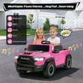 thumbnail image 5 of RAM 24V Ride on Cars for Tow Kids, RAM 1500 RHO 2 Seat Battery Powered Ride on Toys with Remote Control, 4 Wheels Suspension Trunk, LED Light, MP3 Player, Electric Car for Kids Boy Girl Gift, Pink, 5 of 10
