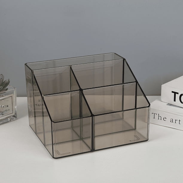 Portalápices de acrílico transparente, caja de almacenamiento para escritorio de estudiante, caja de almacenamiento multifuncional simple con múltiples rejillas y cilindro para escritorio