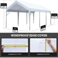 thumbnail image 3 of Peaktop Outdoor 10 x 20 ft Upgraded Heavy Duty Carport Car Canopy with Removable Sidewalls, Portable Garage Tent Boat Shelter with Reinforced Triangular Beams,White, 3 of 7