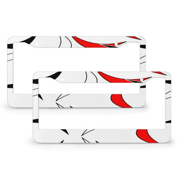 License Plate Frames Lines Texture Modern Abstract Geometric Striped Black Red White Auto Decorative Frames Cars Protector Cover Holder 2 Pieces Abstract Modern Metal License Plate Frame