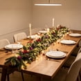 thumbnail image 6 of Pre-Lit Flocked Rattan Christmas Garland with Pinecones, Red Berries, Purple Baubles, Flexible Mantel Staircase Decor, Artificial Holiday Garland with Warm LED Lights, 6 of 8