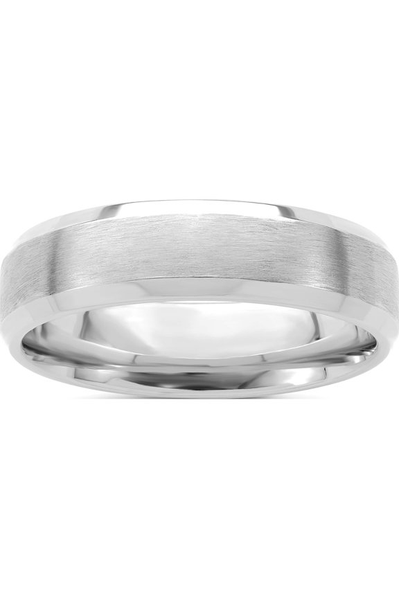 14K White Gold Light Comfort Fit Brush Satin Fancy Band (Size 10) Made In United States wb111l-10