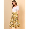 thumbnail image 3 of Falda Allegra K Estampado de girasol de Gasa para Mujer Amarillo XL, 3 of 6
