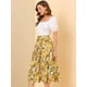 thumbnail image 3 of Falda Allegra K Estampado de girasol de Gasa para Mujer Amarillo XL, 3 of 6