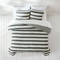 thumbnail image 3 of Lush Decor Gale Cabana Stripe? Reversible Comforter 3 Piece Set Full/ Queen Neutral & Gray - Striped Bedding Set - Gray Comforter - Modern Coastal Decor, 3 of 11