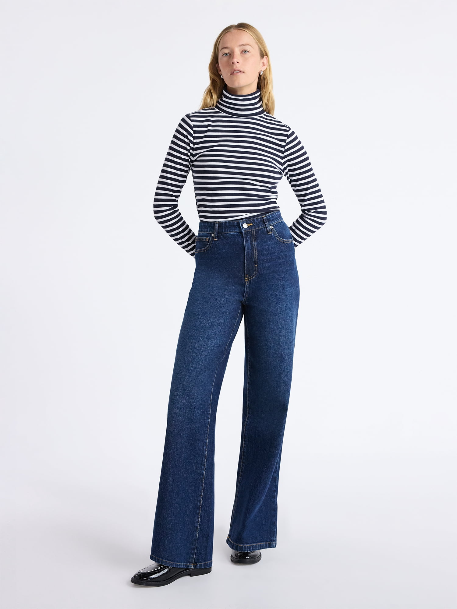Free Assembly Women's Ribbed Turtleneck Tee, Sizes XS-XXL