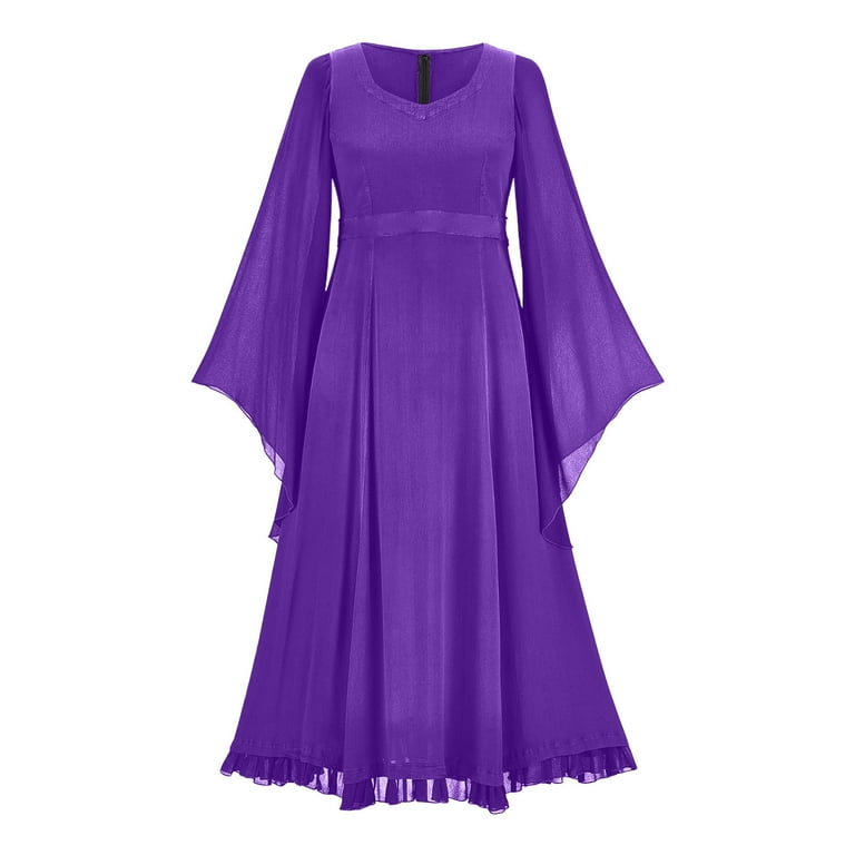 Lindreshi Fall Dresses for Women Homecoming Dresses Women's Color Gothic Flare  Long Sleeves Dark Black Dress Mesh Spliced Double Layer Midi Dress -  Walmart.com