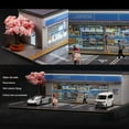 thumbnail image 2 of 1/64 Diorama Diecast Garage Model, LED Lighting Japanese Store Parking Lot Scene Display Case, Model Cars Display Storage,Building Model Garage, 2 of 6