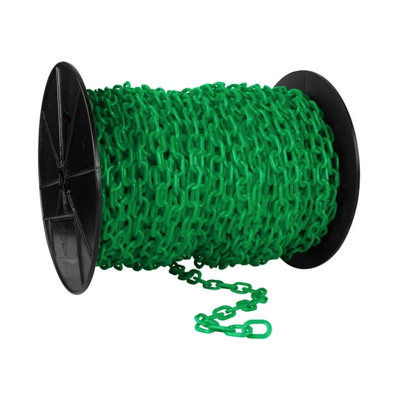 1 Inch x 250 Feet Green Plastic Safety Chain Reel