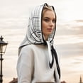 thumbnail image 3 of Unique Bargains 1 Pc Silk Scarf Plaid Neck Scarf Black White, 3 of 5