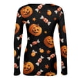 thumbnail image 5 of Halloween Shirts for Women Long Sleeve Crew Neck Shirts Funny Pumpkin Graphic Ribbed Shirts Fall Slim Fit Basic Tops, 5 of 5