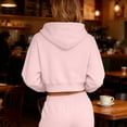 thumbnail image 4 of HAPIMO Womens Cute Cropped Hoodies Y2k Long Sleeve Sweatshirts Solid Color Tops Casual Zip Up Sweatshirts Spring Fall Fashion Outfits Pink L, 4 of 9