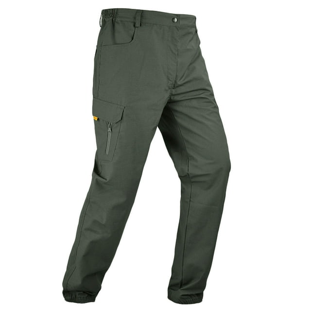Pcksrro Cargo Pants for Men Zipper Button Multi Pockets Straight Leg Pant Outdoor Sports Pants Work Trousers