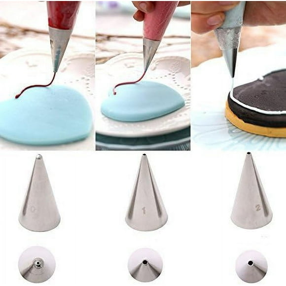 3-Piece Extra-Fine CAKE DECORATING TIPS SET¨C Meringue Icing Tips Piping Nozzles ¨C 3 Size Stainless Steel Icing Tips - for easy cake cupcake dessert cookies decorating
