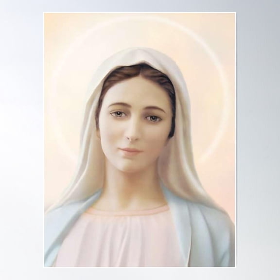 Virgin Mary, Majka Marija Our Lady Of Medjugorje Poster Wall Art, Modern Wall Decor For Living Room Bedroom, 24x36 UNFRAMED