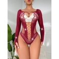 thumbnail image 1 of Ropa interior sexy de manga larga con diamantes brillantes para mujer, ropa interior de malla, bodystocking, lencería, 1 of 6