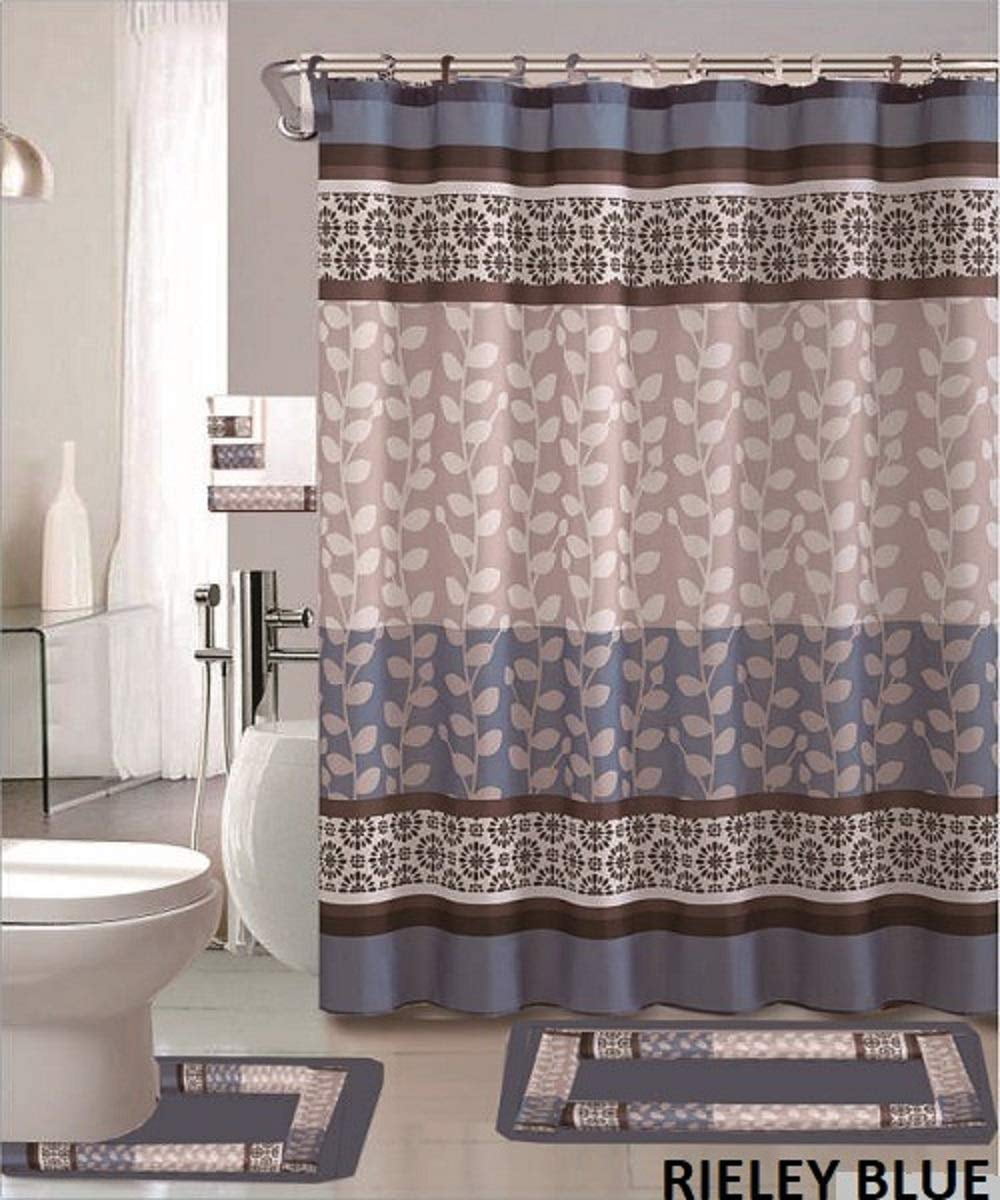 Details about   Extra Length Shower Curtain Design-12 Matching Rings Taupe 