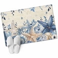 thumbnail image 2 of Ocean Washable Small Entryway Area Rugs 2'x3', Blue Beige Starfish Shells Plant Leaves Flowers Retro Low Pile Throw Rug Non-Slip Sturdy Edge Binding Carpet for Front Door Floor Room Entry, 2 of 9