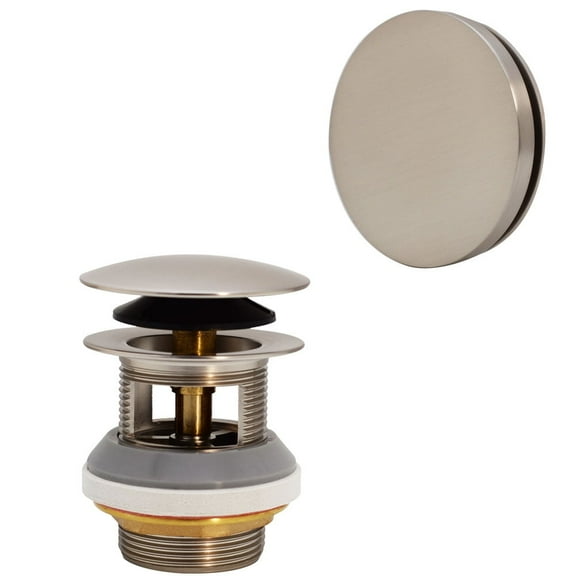 Westbrass Tip-Toe Bathtub Drain with No-Hole Cover use for Integrated Overflow Channels, Satin Nickel