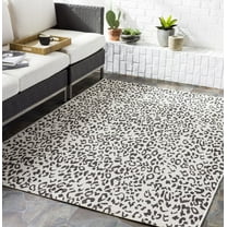 Livabliss Outdoor Rugs, 5x8 Eagean Modern Black Area Rug for Patio, Porch, Deck, Backyard, Waterproof Indoor Outdoor Carpet (5'3" x 7'7")