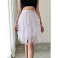 thumbnail image 6 of Women Tulle Skirts Midi Long Fairy Skirt Tutu A-Line Mesh Layered High Elastic Waist Skirts White S, 6 of 8