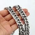 thumbnail image 3 of EOEMY Heavy Silver Stainless Steel Curb Link Necklace Bracelet Men Chain Gift 7"-40"-19mm-16Inch Or40Cm-Silver, 3 of 9
