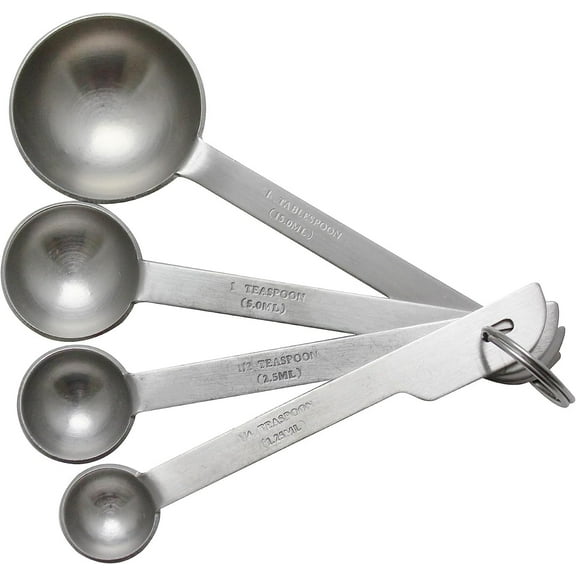 TrueCraftware- 4 Piece Stainless Steel Measuring Spoon Set- for Cooking Baking Tablespoon Teaspoon for Dry or Liquid Ingredients Fits in Spice Jar Perfect for Home Kitchen Restaurants